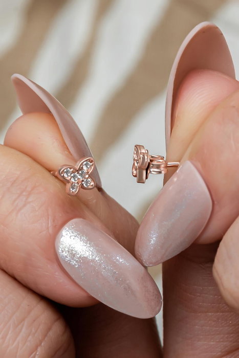 Heliophilia Silver Pendientes de Plata de Ley 925 con Oro Rosa y Circón